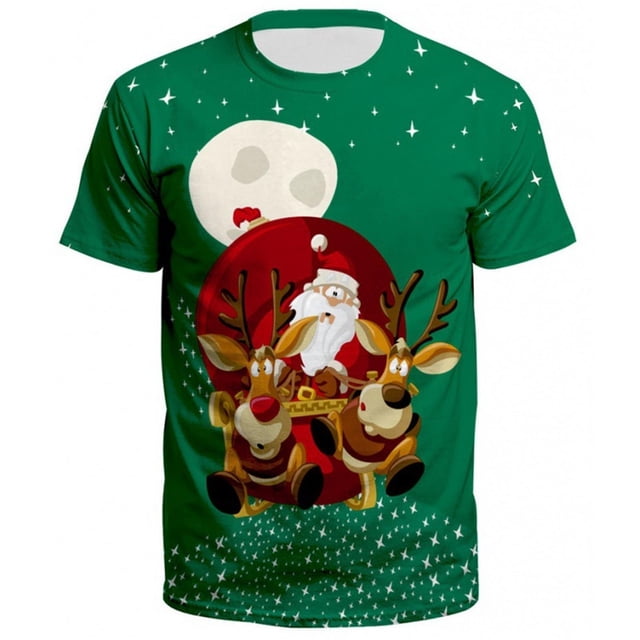 LUOGENLI T-shirts pour Homme pour Hommes Noël T-Shirt à Manches Courtes à Col Rond pour Hommes et Femmes T-shirts Vintage pour Hommes T-Shirt Graphique Pâques T-shirts pour Hommes T-shirts Graphiques Fête de la Saint-Patrick Vert Foncé L