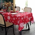 thumbnail image 4 of Christmas Tablecloth Rectangle, Table Cloth with Snowflake Decorations, Heavy Weight & Spillproof Table Cover for Dining, Party & Holidays (Snow Patterns, Square, 52"x52"), 4 of 6