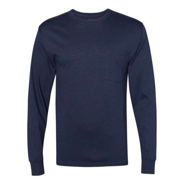 Hanes T-Shirt de Travail à Manches Longues avec Poche pour Hommes