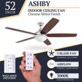 thumbnail image 2 of Prominence Home Ashby 52" Ceiling Fan w/Light, Remote, & 5 Blades, Oak/Chrome, 2 of 12
