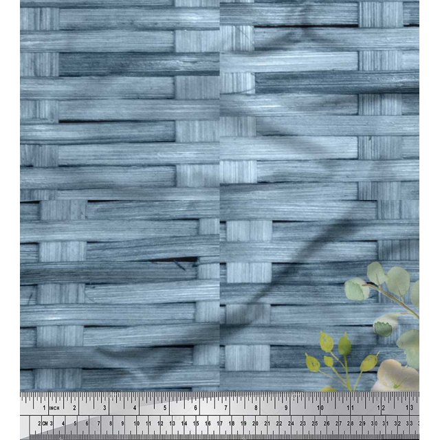 Soimoi Blue Georgette Viscose Fabric Check,Leaves & Floral Print Sewing Fabric BTY 42 Inch Wide