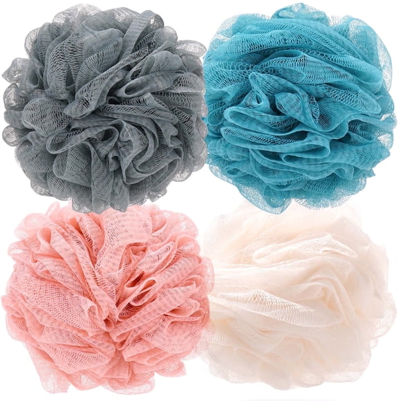 Bath Sponge Loofah Sponge Bath Puffs Shower Pouf Soft Assorted Color Big Pack(Pack of 4)