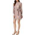 thumbnail image 2 of INSPIRE CHIC Robe Courte Décontractée pour Femme à Volants, Col Rond, Manches Longues, Dentelle Florale, m Gris Rose, 2 of 8