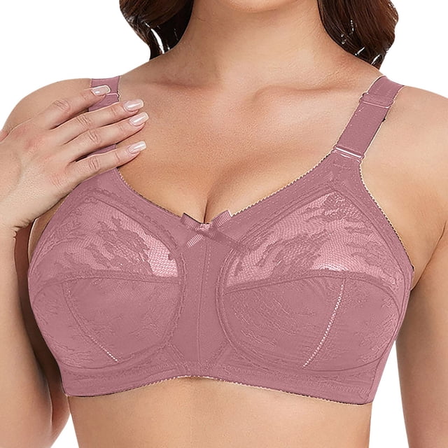 Minimizer Bras for Women Plus Size Comfortable Wireless Fashion Lace Full Coverage Firm Hold Non Padded Bra