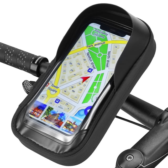 Handlebar Bag Phone Holder Bike Front Frame Phone Bag Waterproof Bicycle Motorcycle Cycling Bag Handy E-Bike Pouch 360° Rotatable Cell Phone Holder for Smartphone Motorcycle Bike