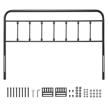 KFFKFF Metal Headboard, Queen Size Headboard with Adjustable Height, Metal Headboard for Queen Size Bed, W59.65 x H40.55 x D1.5 inches, Ideal for Bedroom, Black