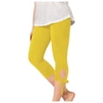 thumbnail image 1 of Leggings Capris Unis pour Filles Leggings Raccourcis d'Été pour Danse Décontractée Jaune 5 Ans, 1 of 8
