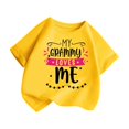 thumbnail image 3 of PMVFHDE Hauts pour Filles T-Shirts Grande Taille pour Fille Hauts Graphiques pour Fille T-Shirts pour Fille Coupe Ample T-Shirts pour Fille Coupe Ample T-Shirt Graphique pour Fille Col Rond Manches Courtes Jaune, 5-6 Ans, 3 of 5