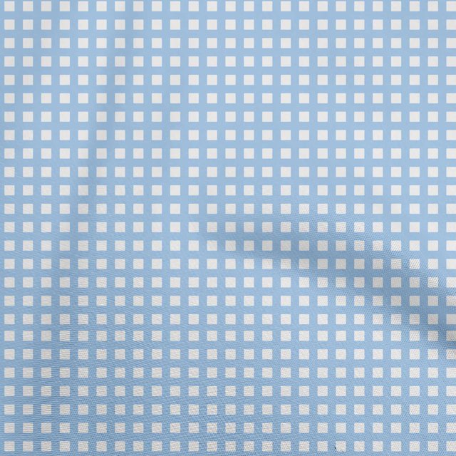 oneOone Rayon Light Blue Fabric Check Fabric For Sewing Printed Craft Fabric By The Yard 56 Inch Wide
