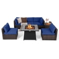thumbnail image 1 of Gymax Set of 7 Patio Furniture Set w/ 35'' Propane Gas Fire Pit Table & Waterproof Cover Navy, 1 of 7