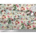 thumbnail image 2 of Soimoi Gray Modal Satin Fabric Cat,Insect & Rose Buds Flower Decor Fabric Printed BTY 42 Inch Wide, 2 of 3