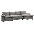 thumbnail image 1 of HOMCOM Sofa Couch with Chaise Lounge, Chenille L-shaped Couch, Grey, 1 of 10