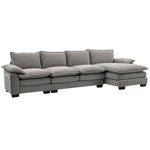 HOMCOM Canapé Couch avec Chaise Lounge, Chenille en forme de L, Gris