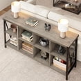thumbnail image 4 of CHerish 8 Cube Storage Organizer Bookcases, 3 Tier Metal Horizontal Bookcase, 62 Inch Industrial Storage Bookcase for Entryway, Long Low Bookshelf for Living Room-Gray, 4 of 7