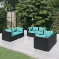 thumbnail image 1 of vidaXL 6 Piece Garden Lounge Set with Cushions Poly Rattan Black, 1 of 3