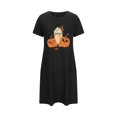 thumbnail image 2 of Sakmal Robe de Maison Moomoo Grande Taille pour Femmes, Courte, Décontractée, Halloween, Robe de Maison Noire à Manches Courtes, Imprimé Citrouille, Chemises de Nuit pour Femmes, 2 of 5
