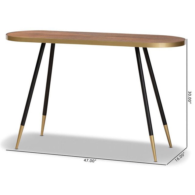 Baxton Studio Table Console en Bois de Noyer Fini et Bicolore Or et Métal