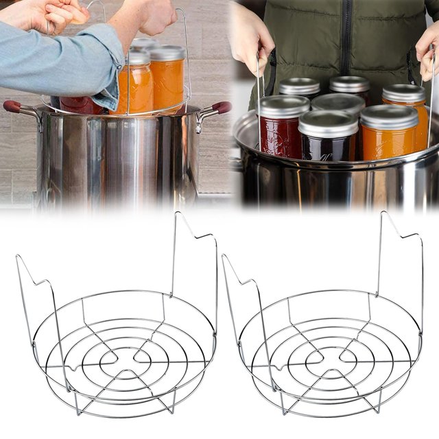 Iodue Rack 2pcs Canning Rack Stainless Steamer Canning Jar Rack With Silicone Handle Canner Rack Canning Kit For Regular Wide Mouth Mason Jars Jars