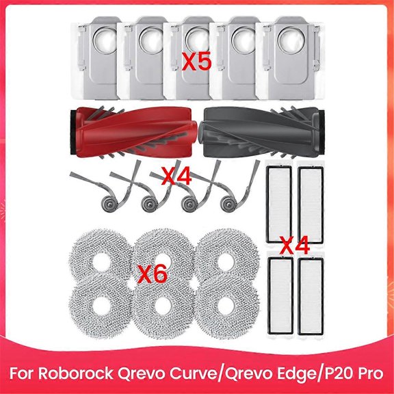Pour Roborock Qrevo Curve Brosses Latérales de Rouleau Filtre Pièces de Rechange