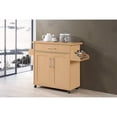 thumbnail image 3 of Hodedah Wheeled Kitchen Island with Large Spice Rack and Towel Holder, Beech, 3 of 8