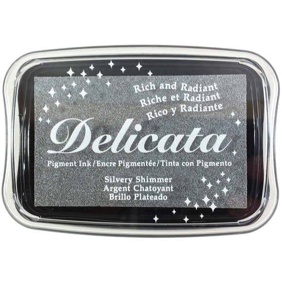 Tsukineko Delicata Non-Tarnishing Ink Pad, Full, Silvery Shimmer
