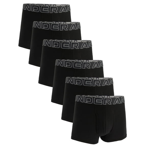 UNDER ARMOUR Men's Boxer Shorts, 6-Pack - Performance Cotton Trunks - Solid 3 in, Stretch, Cotton Blend Black XL (X-Large)