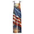 thumbnail image 4 of Wiyuqeen Womens 4th of July Overalls Patriotic American Flag Rompers Linen Spaghetti Strap Jumpsuits Plus Size Stars Striped Jumpers, 4 of 5