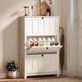thumbnail image 2 of HOMCOM Narrow Shoe Cabinet with 3 Flip Drawers, Shoe Storage Cabinet, White, 2 of 10