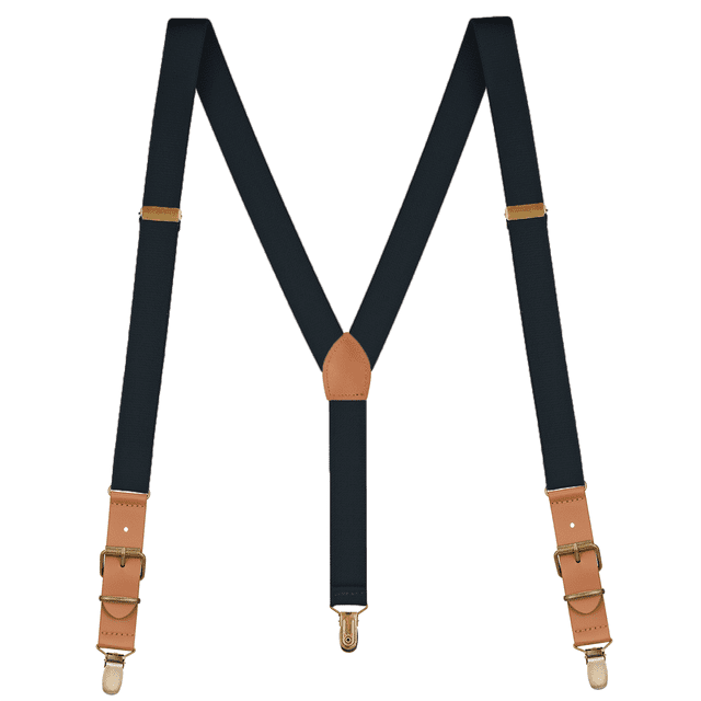 Buyless Fashion Leather End Suspenders for Men - 48 Elastic Adjustable Straps 1 - Y Shape