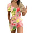 thumbnail image 2 of SMihono Summer Plus Size Dress for Women 2023 Manches Courtes Mode Dégradé Fleurs Imprimé Taille Robe de Soleil V-Cou Mini Robe, 2 of 5