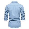thumbnail image 3 of Long Sleeve Tops,Man Long Sleeve Solid Color Lapel Button Fallow T-Shirt,Long Sleeve Top, 3 of 5
