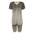 thumbnail image 4 of Ensembles d'Entraînement Femmes Mode Blouse à Col en V Manches Courtes Hauts Shorts Ensemble Décontracté Tenues pour Femmes Ensembles 2 Pcs en Liquidation, 4 of 4