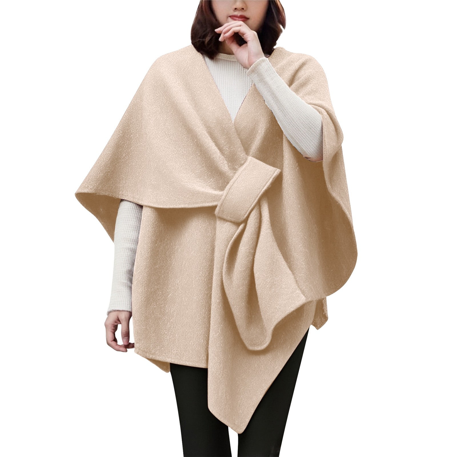 Breezora Knit Poncho Sweater Wrap for Women Elegant Cape Shawl