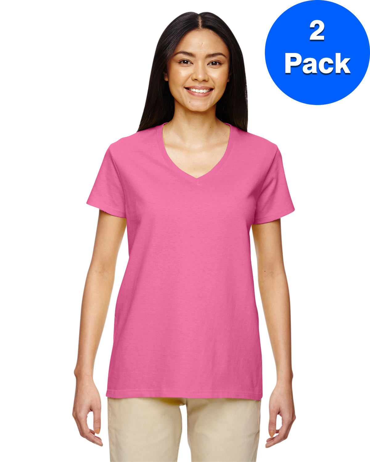 Gildan T-Shirt Col en V en Coton Épais pour Femmes - G500VL (Lot de 2)