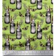 thumbnail image 1 of Soimoi Green Modal Satin Fabric Insect,Lavender & Vintage Bottle Fabric Prints by Yard 42 Inch Wide, 1 of 3