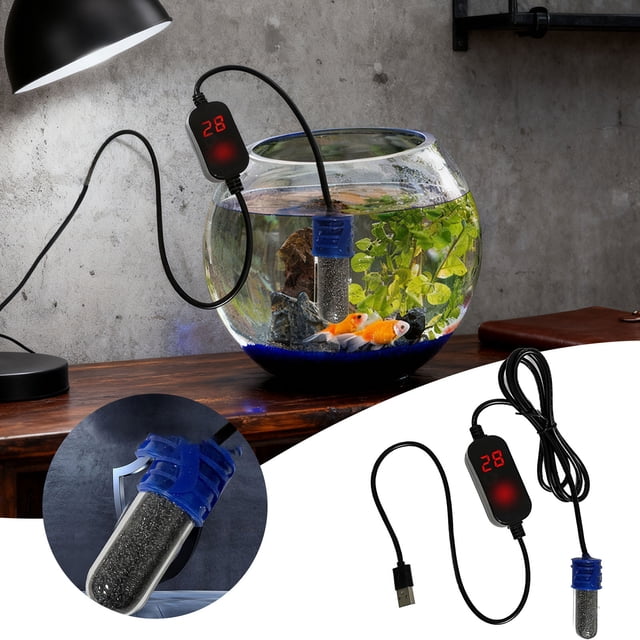 Mini USB Submersible Heater for Reptile and Small Tank Digital Display Thermostatic Heating Rod for Indoor Aquariums and Terrariums Safe Power Ceramic Heating Solution
