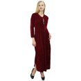 thumbnail image 4 of Phagun Robe Maxi Ample Bordeaux à Manches Longues pour Femme, Décontractée avec Poches-6, 4 of 5