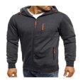 thumbnail image 2 of Men Hooded Jacket Adults Solid Color Long Sleeve Sweatshirt with Zipper Pocket, 2 of 6