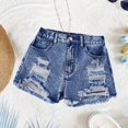 thumbnail image 4 of FhsagQ 2 Pack Girls Short Jeans Washed Distressed Denim Shorts with for Tween Girl Summer Daily Wear Size 11-12 Years, 4 of 8