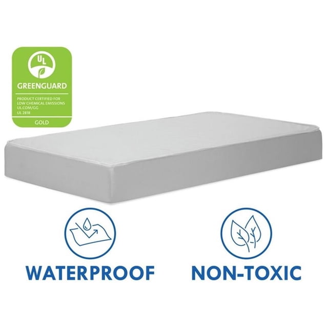 Pemberly Row Slumber Waterproof Crib & Toddler Mattress in Firm White