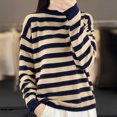 thumbnail image 2 of Yuyuzo Womens Sweaters Long Sleeve Crewneck Pullover Tops Striped Colorblock Knitted Oversized Sweatrshirts, 2 of 3