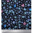 thumbnail image 1 of Soimoi Cotton Voile Fabric Butterfly & Flower Decor Fabric Printed Yard 56 Inch Wide, 1 of 3