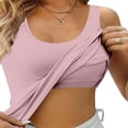 thumbnail image 2 of GDREDA Robes Débardeurs Femme Été Débardeurs Femme avec Soutien-Gorge Intégré 2024 Été Décontracté Col Rond Sans Manches Camisole Grande Taille Rembourrée Hauts d'Entraînement Débardeurs et Camisoles pour Femme Rose,TG, 2 of 9
