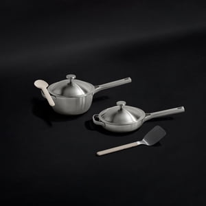 Our Place Titane Pro Mini Cuisinières Duo (6 pièce) Un pot et une poêle haute performance alimentés par du titane brossé