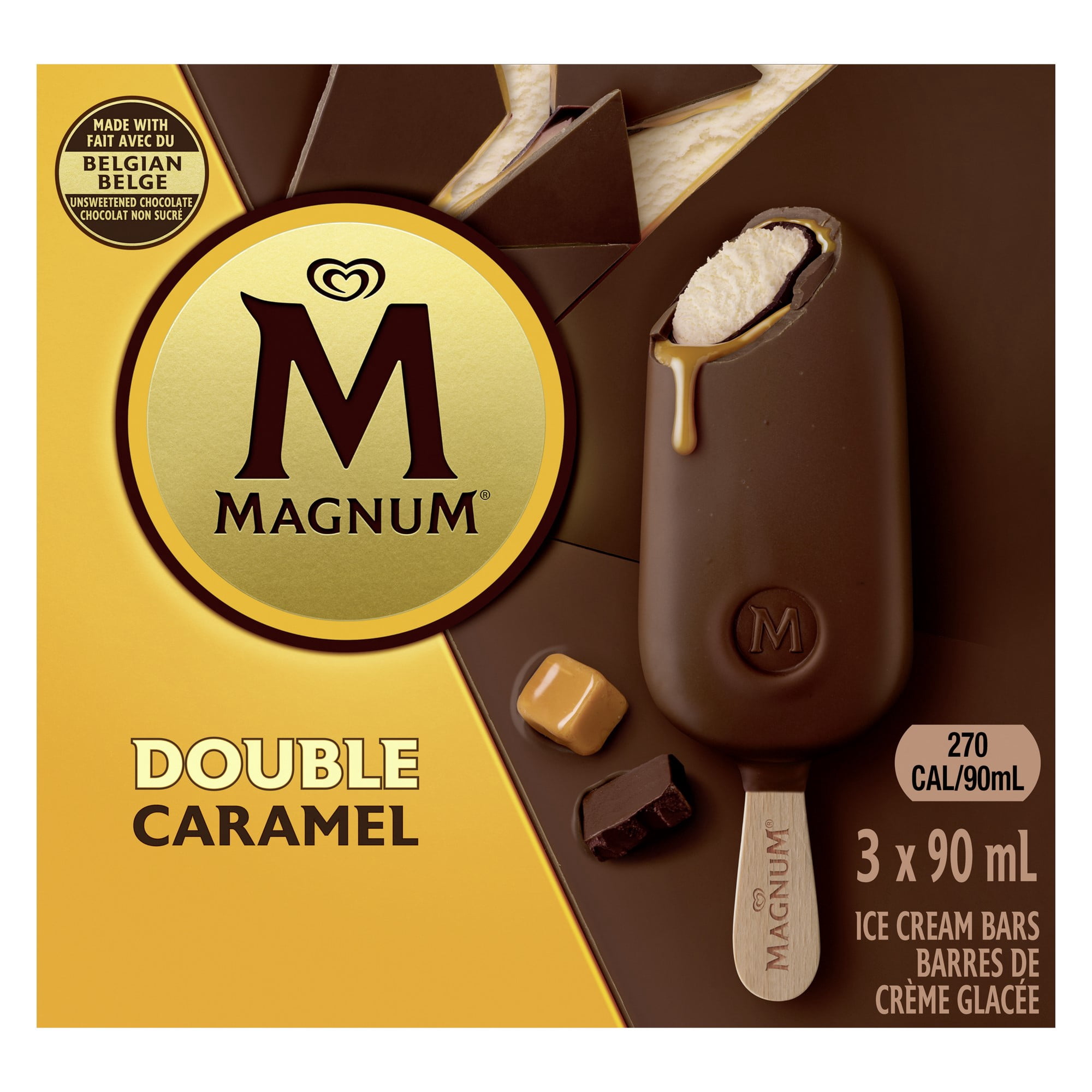 Magnum Barre de Crème Glacée au Caramel Double 3 x 90 ml