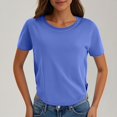thumbnail image 2 of Yuyuzo Hauts Courts pour Femmes T-Shirts à Manches Courtes Col Rond Hauts de Sortie T-Shirts Unis Hauts, 2 of 7