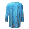 thumbnail image 3 of IROINNID en Solde T-shirt à Manches Longues en Polyester pour Femmes T-shirt Imprimé Confortable Blouse Mi-Longue Col Rond, Bleu, 3 of 4