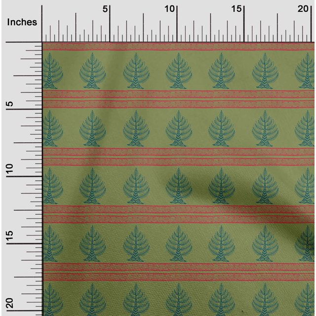 oneOone Organic Cotton Voile Fabric Chevron & Tree Block Printed Fabric 1 Yard 42 Inch Wide