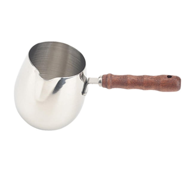 jifeng Metal Turkish Coffee Pot Wood Long Handle Multifunctional Butter Melting Pot 300ml