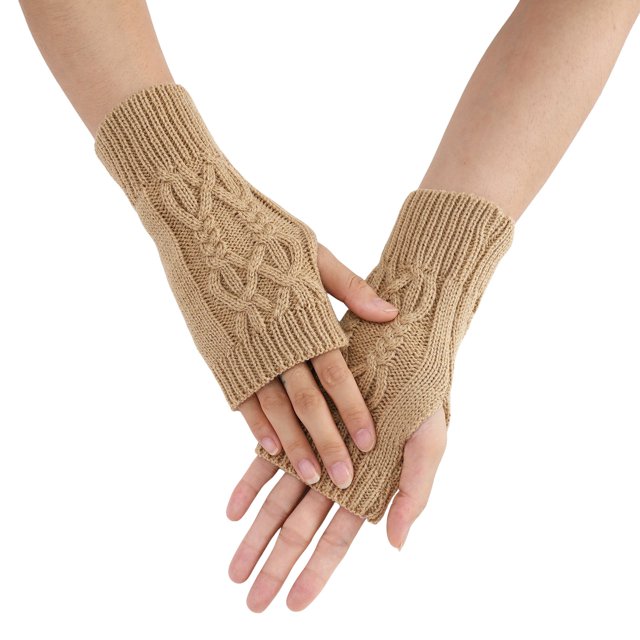 Ladies Warm Knit Fingerless Gloves Convertible Mittens Fashion Flowers